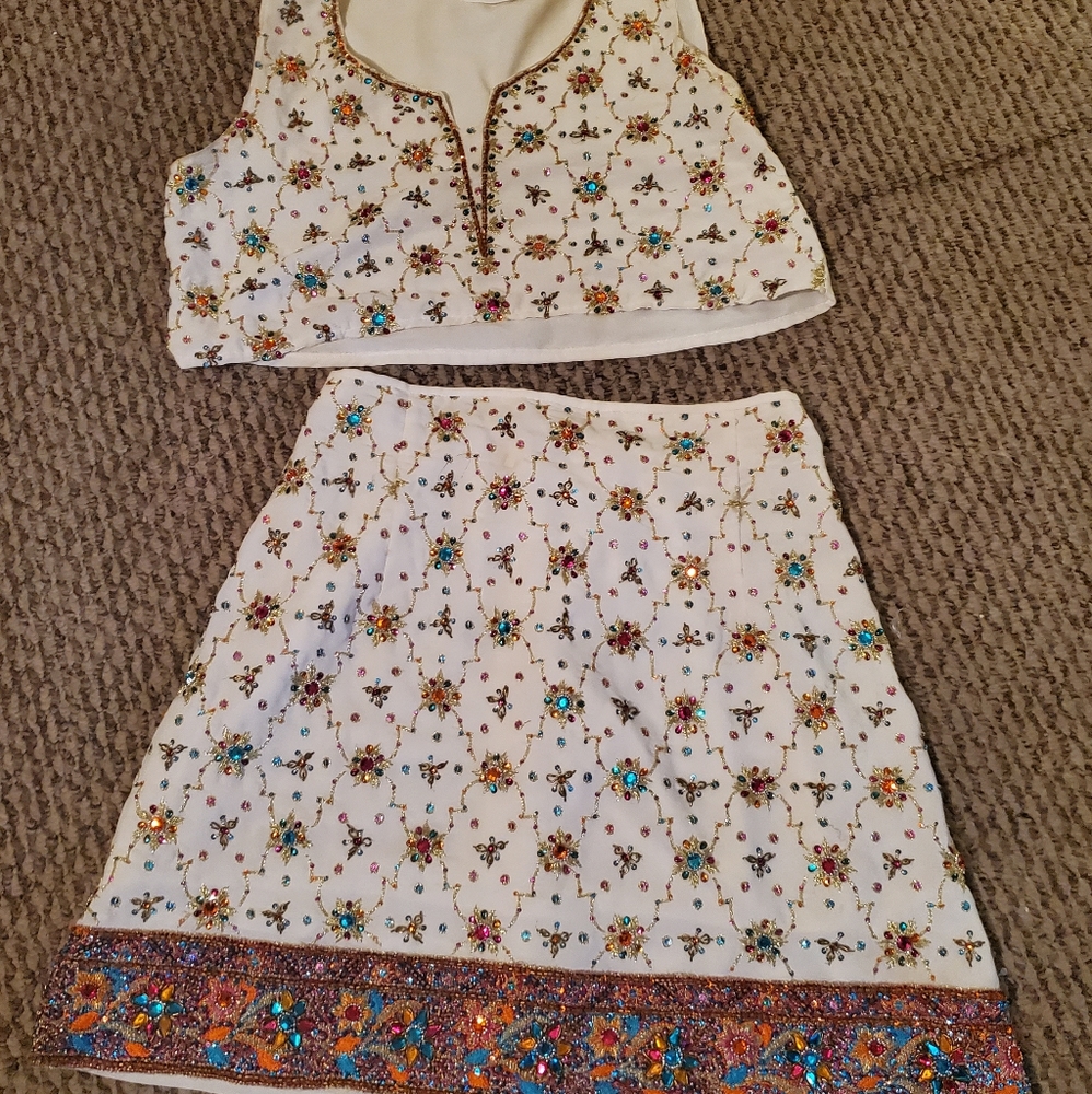 BetweenDreams 2 piece indian embroidered skirt set